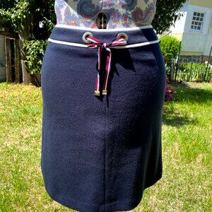 Tommy Hilfiger Preppy Yachting Navy Skirt w/ Front Tie & Fully Lined Inside